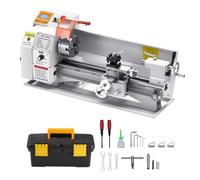 VEVOR Torno de Metal, 220 x 450 mm Velocidad Variable 2500 RPM, 1250 W Torno de Banco con Alimentación Automática, Sistema de Roscado Electrónico, para Mecanizar Metales Blandos, Acrílico, Plástico