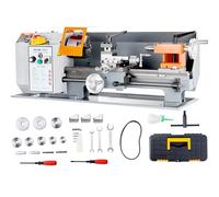 VEVOR Torno de Precisión 7" x 14" de Metal 500 W - Velocidad Variable Continua 0-2200 rpm - Motor de Cepillo - Caja de Herramientas para Mecanizado de Piezas