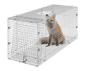 VEVOR Trampa para Animales 1067x406x457 mm Jaula Plegable para Trampa para Gatos Alambre Galvanizado sin Crueldad con Asa Trampa para Conejos, Gatos Callejeros, Ardillas, Mapaches, Marmotas, Zorros