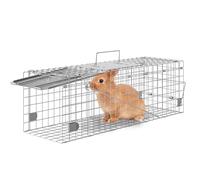 VEVOR Trampa para Animales 610x203x203 mm Jaula Plegable para Trampa para Gatos Alambre Galvanizado sin Crueldad con Asa Trampa para Conejos, Gatos Callejeros, Ardillas, Mapaches, Marmotas, Zarigüeyas
