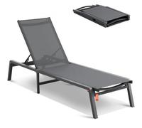 Sillón reclinable para exteriores VEVOR, tumbona de aluminio para terraza con 5 posiciones ajustables, tumbona plegable para piscina, sillón reclinable y tumbona completamente plana