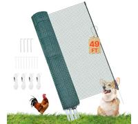 VEVOR Valla de Pollos y Perros, 0,9 m x 15 m, Red de Protección para Jardines y Huertos, con Postes y Estacas de Doble Punta, Malla Plástica de Seguridad para Aves de Corral Cría de Animales, Verde