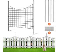 VEVOR Valla Metálica de Jardín 93x75 cm Valla de Metal Exterior 5 Vallas sin Excavación de Acero al Carbono Valla Decorativa para Jardín Distancia entre Púas de 6,38 cm para Animales Patio, Negro