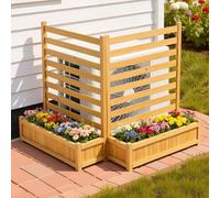 VEVOR Vallas de Madera Jardín 914 x 1143 mm, Pantalla de Privacidad con Espaciado para Ventilación, 2 Maceteros, 2 Paneles, Resistente al Clima, para Ocultar Cubos de Basura, AC y Equipo de Piscina