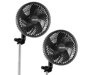 VEVOR Ventilador con Clip de Cultivo Paquete de 2, Type-C, Doble Motor, 10 Velocidades 9 Fijas y 1 Modo Circulación, Cable 1,5 m, Ventilador con Clip Oscilante 125 CFM para Plantas Invernadero Interio