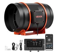 VEVOR Ventilador de Conducto en Línea 3200 RPM, Extractor de Ruido Reducido con Motor EC, 1372 m³/h, 10 Velocidades, Controlador PWM y App, Sensor de Temperatura y Humedad, para Armarios de Cultivo