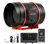 VEVOR Ventilador de Conducto en Línea 3200 RPM, Extractor de Ruido Reducido con Motor EC, 1372 m³/h, 10 Velocidades, Controlador PWM y App, Sensor de Temperatura y Humedad, para Armarios de Cultivo