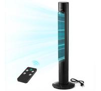 VEVOR Ventilador de Pie, 50° Oscilación, 43 dB, 3 Modos, 3 Velocidades, Ventilador de Torre 4,2 m/s con Temporizador 7,5h, Mando a Distancia, Flujo de Aire para Dormitorio Oficina Sala de Estar, Negro