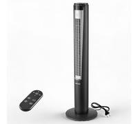 VEVOR Ventilador de Pie, 70° Oscilación, 58 dB, 4 Modos, 3 Velocidades, Ventilador de Torre 5,3 m/s con Temporizador 12 h, Mando a Distancia, Flujo de Aire para Dormitorio Sala de Estar Oficina, Negro