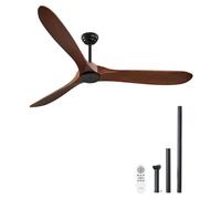VEVOR, ventilador de techo de 72 pulgadas (sin luz), con control remoto de 6 velocidades, 3 aspas de madera, motor de corriente continua reversible, ideal para dormitorios, salones, interiores y exter