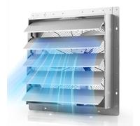 VEVOR Ventilador Extractor de Aire con Persiana 1400 RPM, 136 W, 9,5 m/s | para Garaje, Cobertizo, Taller y Ático, Carcasa de Acero, Ventilador Industrial de Pared con Cable Precableado