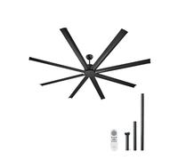 VEVOR Ventilador Moderno de Techo sin Luz 214 cm con Mando a Distancia 6 Velocidades, 8 Aspas de Aluminio, Motor DC Reversible, para Dormitorio, Salón, Interior, Exterior, Negro, Φ 2140 x 705,8 mm