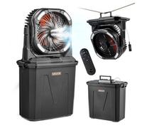 VEVOR Ventilador Nebulizador de Agua 11 W Motor de 2700 RPM, Ventilador Humidificador con Tanque de Agua de 9 L, Batería de 10.000 mAh, 4 Velocidades de Viento, 5 Modos de Iluminación, para Camping