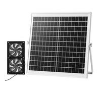 VEVOR Ventilador Solar 240 CFM Doble Ventilador, Panel Solar 15 W Ajustable, Alta Velocidad de 2668 RPM, Intercambio de Aire para Invernadero, Carpa de Cultivo, Gallinero, Montaje en Techo Pared Suelo