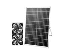 VEVOR Ventilador Solar 400 CFM Doble Ventilador, Panel Solar 30W Ajustable, Alta Velocidad de 2668 RPM, Intercambio de Aire para Invernadero, Gallinero, Carpa de Cultivo, Montaje en Suelo Techo Pared