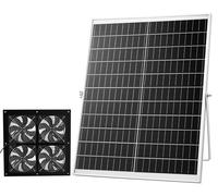 VEVOR, ventilador solar de 25W, panel solar de 12V con 4 ventiladores, máximo de 2668 RPM. Ventilador solar con un caudal de aire de 748 m³/h y una velocidad de aire de 5 m/s. Ventilador de extracción