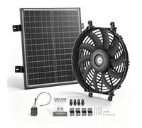 VEVOR Ventilador Solar para Ático 30,5 cm 1300 CFM con Panel Solar de 50 W | para Invernadero y Cuarto de Mascotas, Extractor de Aire para Ático, con Carcasa de Plástico, Termostato Ajustable de 16-38°C