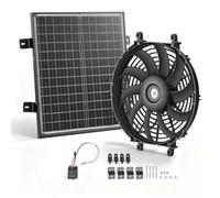 VEVOR Ventilador Solar para Ático 30,5 cm 1300 CFM con Panel Solar de 50 W | para Invernadero y Cuarto de Mascotas, Extractor de Aire para Ático, con Carcasa de Plástico, Termostato Ajustable de 16-38°C