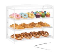VEVOR Vitrina de Exhibición de Panadería 3 Niveles, Vitrina de Acrílica Transparente para Panadería 48,2 x 23,2 x 38 cm, con Puerta Abatible, Escaparate para Repostería, para Galletas, Postres, Donas
