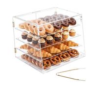 VEVOR Vitrina de Exhibición de Panadería 4 Niveles, Vitrina de Acrílica Transparente para Panadería 53 x 43,5 x 41,5 cm, con Puerta Trasera y Delantera, Escaparate para Galletas, Postres, Donas