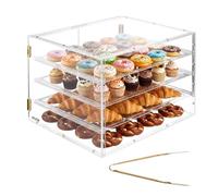 VEVOR Vitrina de Exhibición de Panadería 4 Niveles, Vitrina de Acrílica Transparente para Panadería 57 x 45,5 x 40,5 cm, con Puerta Trasera Magnética, Escaparate para Galletas, Postres, Donas