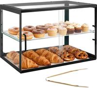 VEVOR, vitrina para pastelería de 2 niveles, vitrina comercial para panadería fabricada con acrílico transparente, vitrina de mostrador con puerta corredera y panel divisor desmontable, ideal para gal