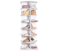 VEVOR Zapatero Giratorio de 7 Niveles de 600 x 600 x 1680 mm, Expositor de Zapatos Giratorio de 360°, Organizador Multifuncional de Zapatos con Base para Dormitorio, Sala de Estar, Entrada, Blanco