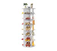 VEVOR Zapatero para 28 Pares de Zapatos, 7 Estantes y 4 Compartimentos, Giratorio 360°, Ahorra Espacio, 16 kg por Nivel, para Dormitorio, Sala de Estar o Recibidor, Blanco, 598 x 598 x 1620 mm.