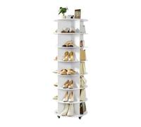 VEVOR Zapatero para 28 Pares de Zapatos, 7 Estantes y 4 Compartimentos, Giratorio 360°, con Ruedas Móviles, Ideal para Dormitorio, Sala de Estar o Recibidor Color Blanco, 598 x 598 x 1670 mm.