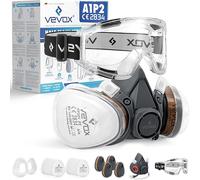 VEVOX® Máscara respiratoria con filtro A1P2 - Protección contra gases, vapores y partículas finas de polvo - Ideale para pintura, lijado y obra - Con 20 filtros P2 antipartículas y 4 A1 antigás
