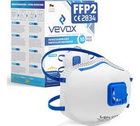 VEVOX® Mascarilla FFP2 - Lote de 10 - Mascarillas antipolvo con válvula | para el trabajo, para obras y para alergia - Protección contra el polvo fino, de albañilería y de cemento