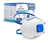 VEVOX® Mascarilla FFP2 - Lote de 5 - Mascarillas antipolvo con válvula