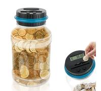 VFANDV Hucha Electronica Digital con Contador 1.8L, Alcancias Digital con Pantalla LCD Automático Contador de Monedas Euros Caja de Dinero Caja de Ahorro de Dinero para Niños y Adultos