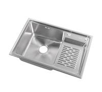 VGEBY Fregadero Empotrable de Acero Inoxidable 304, Fregadero de Servicio Pesado de un Recipiente con Tabla de Lavar para Lavadero, 68x45 Cm, Resistente a la Oxidación
