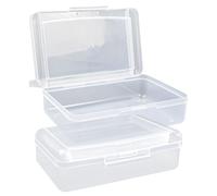 VGECEE 2 Pcs Caja Organizadora Lapices con Tapa Cierre Caja Plástico para Guardar Lápices Caja Plástico Almacenamiento Transparente Estuche Apilable para Papelería Material de Maquilladora 20.5x12x6cm