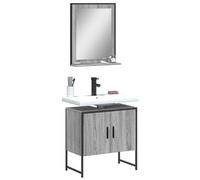 VGLQNRPT Juego de muebles de baño de 2 piezas, con armario bajo lavabo y espejo gris Sonoma madera muebles de baño Set de mueble de baño montaje en pared