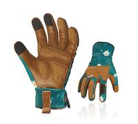 Vgo... Guantes Jardinería Mujer Touchscreen, Guantes de Trabajo de Cuero Anti-espinas, 1 par