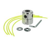 vhbw Cabezal hilo corte doble, cabezal hilo, cabezal de siega de aluminio para desbrozadoras con accesorios e hilo de corte, nailon para M8 y M10
