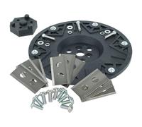 vhbw Set de accesorios compatible con Kress Mission KR136, KR133 cortacésped - 1x disco de cuchilla, 9x cuchillas + tornillos, negro plata