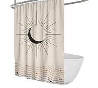 Via Vela Cortina de Ducha rústica Línea de Forma de Sol Conjunto de Cortinas de Ducha Juego de Cortinas de Ducha de Tela Impermeable de Alta Resistencia con 12 Ganchos para baño 200x200 cm