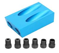 ViaGasaFamido Pocket Hole Jig portátil para perforar en 15°, Incluye 7 Piezas, guías 6/8/10mm y adaptadores de Broca, para carpintería y Bricolaje