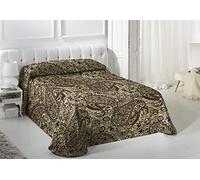 VIALMAN Colcha Bouti Ligero Sofia 29 con un Diseño de Cachemira para Cama de Matrimonio de 135 cm | Colcha Cachemir 135 | Colcha Paisley 230x270 cm, Color Marrón