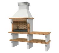 Viana Barbacoa de obra con mesa lateral (An x Pr x Al: 210 x 80 x 255 cm, Superficie parrilla: 86 x 50 cm, Arcilla refractaria)