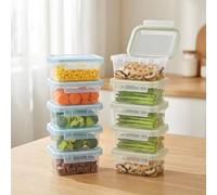 VIANTO Set de 10 Recipientes Herméticos para Alimentos - 300ml, Sin BPA, Apilables, Para Freezer & Microondas, Ideal para Meal Prep, Snacks & Despensa, 10 Etiquetas