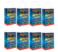Vibrantes bolsas de papel kraft impresas Hot Wheels multicolor, 8.25 x 5 pulgadas (paquete de 8), perfectas para fiestas, regalos y golosinas