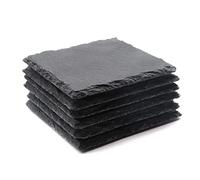 VIBRATITE - Paquete de 6 Posavasos Cuadrados de Pizarra para Bebidas, 4 Pulgadas, Posavasos de Piedra de Pizarra Negra a Granel, Grabado láser, en Blanco con Parte Inferior antiarañazos para Bebidas