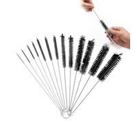Vibrivio Conjunto de 13 Piezas Botella de Limpieza Cepillos,21cm de Largo Nylon Cepillos de Botella, Compatible con Cafeteras, Pajitas, Biberones, Mangueras de Leche, etc,Negro
