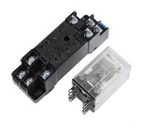 Vibsky 3 piezas DC 12V DPDT Relé y Socket Kit, 8 Pin Electromagnético Power Relay 35mm Montaje en riel DIN, control remoto y comunicación