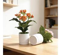 Vibsky Árbol bonsái de jazmín artificial de 24 cm con 15 flores, seda realista para plantas en maceta de plástico, decoración de jardín para interiores y exteriores, color naranja