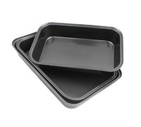 Vibsky Bandeja para hornear antiadherente profunda, apilable de acero al carbono, rectangular, pan asado, a prueba de óxido, herramienta de cocina para color negro